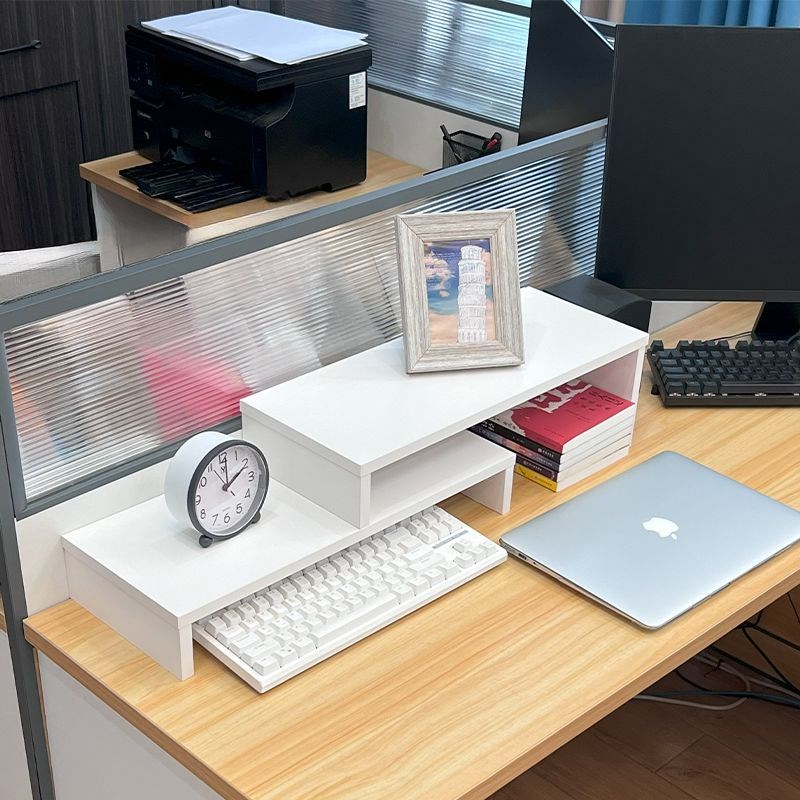 实木增高架加长双屏加高伸缩移动宿舍家居桌面收纳电脑显示器置物