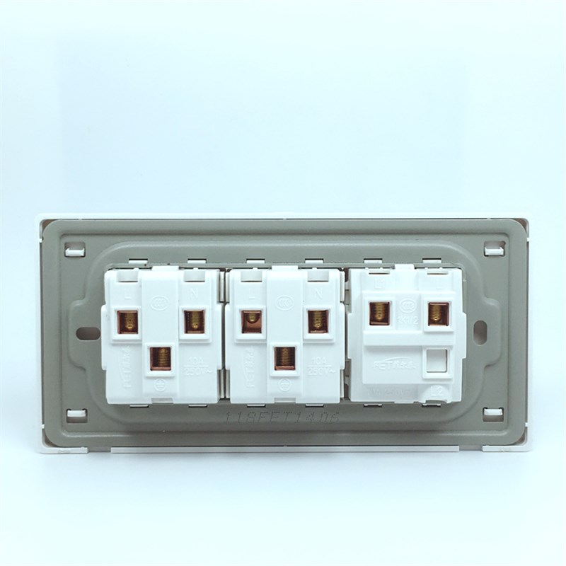 老款单控开关插座j118型两开一插组合面板10A暗装双控按钮大板开