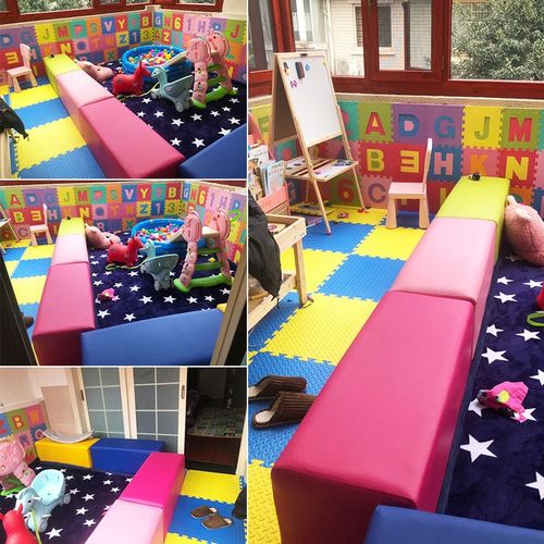 培训班幼儿园商场软体组合长条凳软包沙发凳围栏软包长条凳围凳