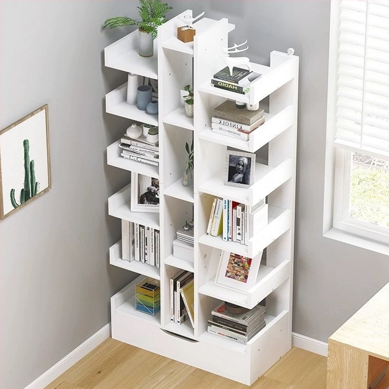 书桌旁创意书架置物架落地靠墙树形卧室书柜收纳架简约家用现代