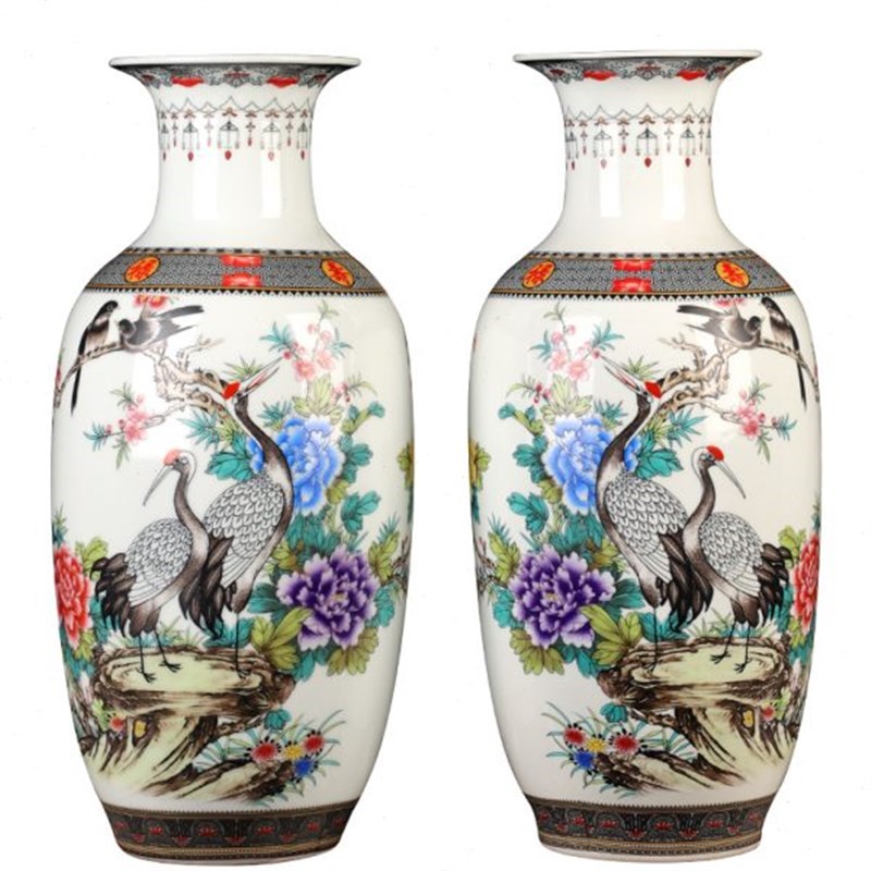 定制陶瓷小花瓶hi客厅插花干花家居酒柜中式装饰工艺品博古架摆件