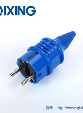 QX10838启星2P16A德标SCHUKO圆脚防水插头电源线耦合器公母连接器