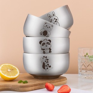 不烫手的饭碗碗个人专用高级干饭人饭碗小学生饭碗防摔防烫不锈钢