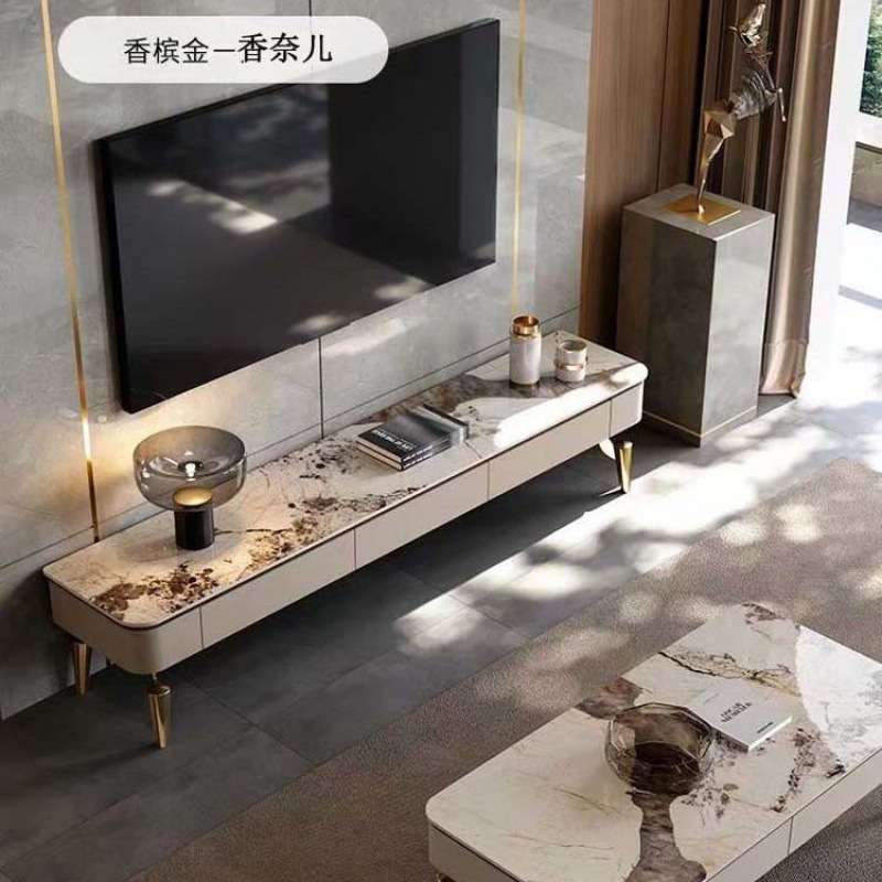 zsr意式轻奢岩板电视柜茶几组合现代简约小户型客厅新款高端烤漆