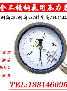 氨用不锈钢压力表 YA100BF Y100H 304 氨气 耐腐蚀 高温仪表
