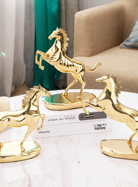 室装饰轻奢玄关桌面家居饰品工艺品纯铜马到成功