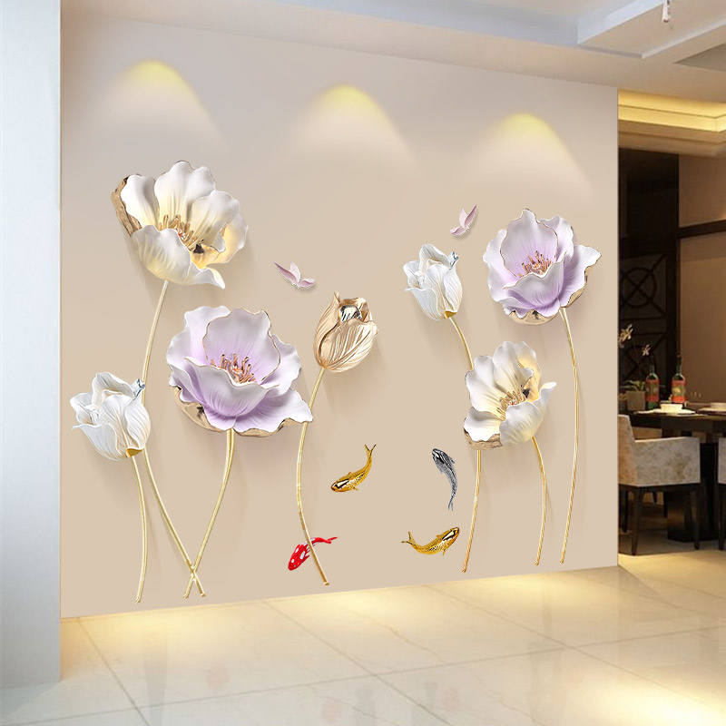 3d立体墙贴画墙纸自粘温馨床头房间卧室墙壁墙面装饰餐厅客厅贴纸图片