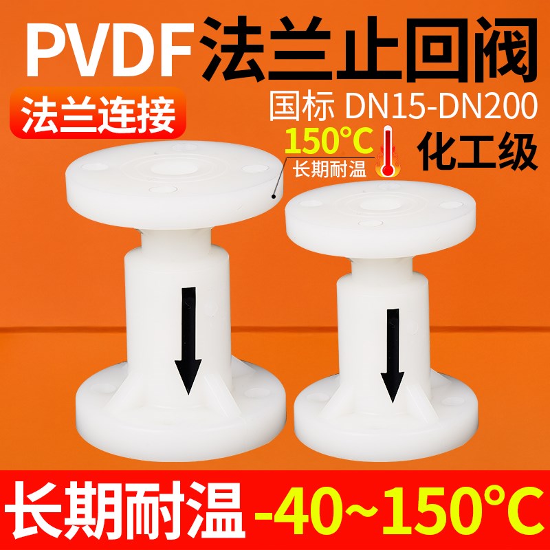 戎生PVDF法兰式止回阀化工国标管阀门水管单向阀逆止阀开关dn32