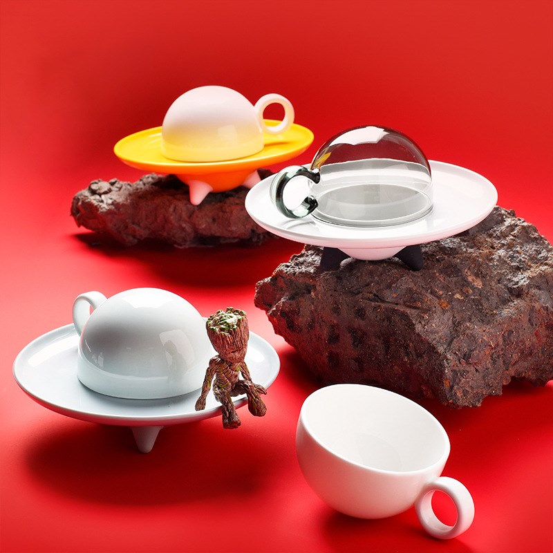 飞碟咖啡杯陶瓷定制logo杯子伴手礼玻璃咖啡杯碟套装高颜值礼品