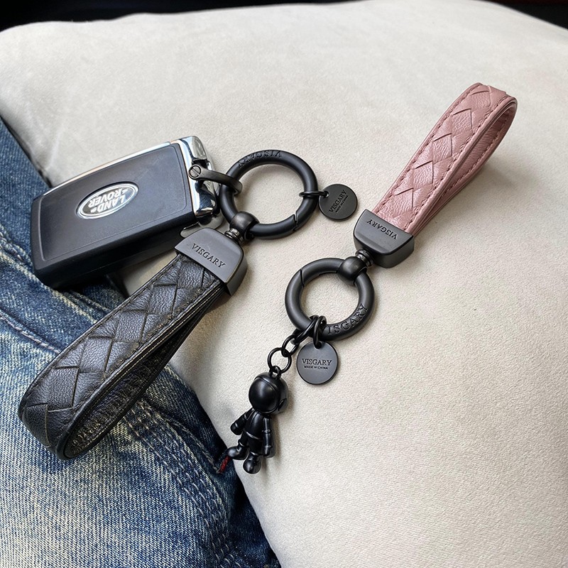 visgary欧美新款羊皮手工编织钥匙扣男女情侣汽车钥匙链挂件BV06