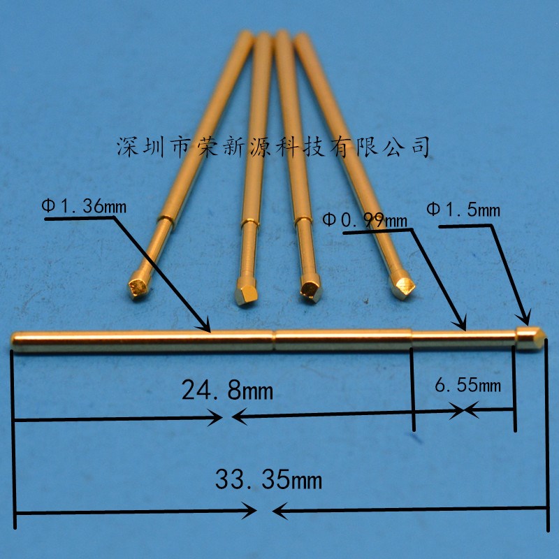 镀金头探针PA100-T2(菱形头)测试针1.36mm探针 弹簧针 顶针