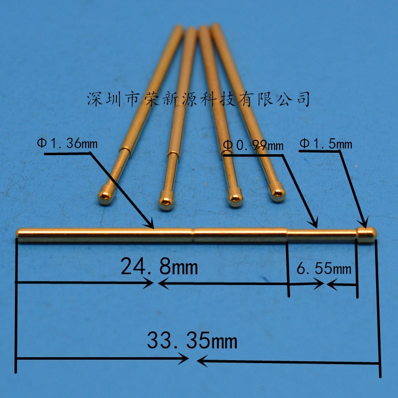 镀金头探针PA100-D2(大圆头)测试针1.36mm探针 弹簧针 顶针