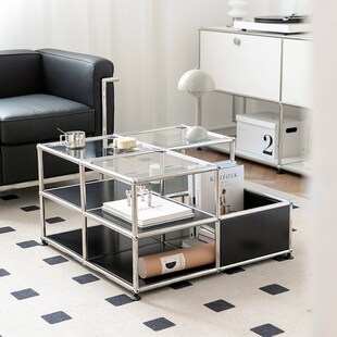 【Unicafurn】USM双层茶几小户型ins现代简约客厅不锈钢玻璃茶几