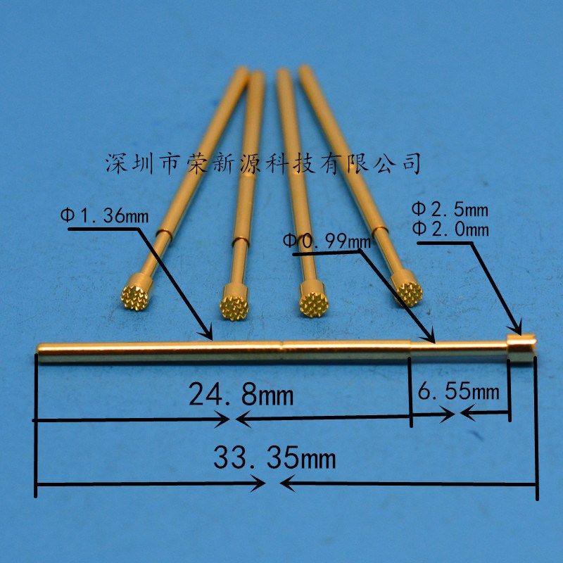 镀金头探针PA100-H5细齿(梅花头)测试针1.36mm探针 弹簧针 顶针
