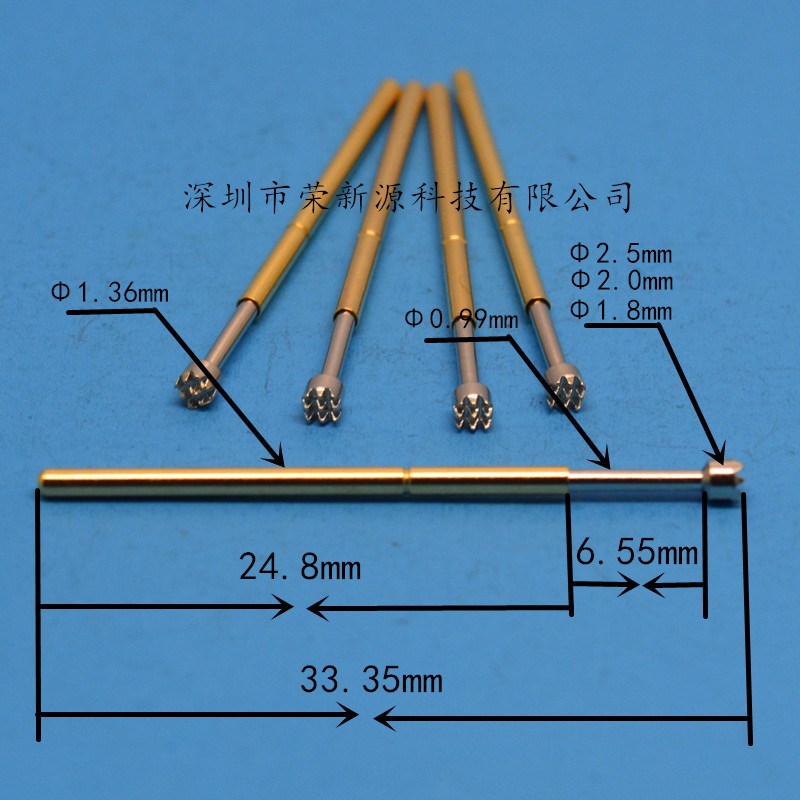 探针P100-H3/P100-H4/P100-H5(九爪梅花)测试针1.36mm弹簧顶针