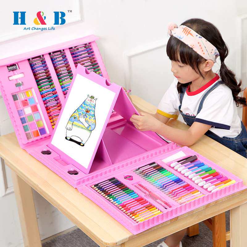 H&B208件儿童画画彩铅水彩笔套装学生绘画油画棒套装