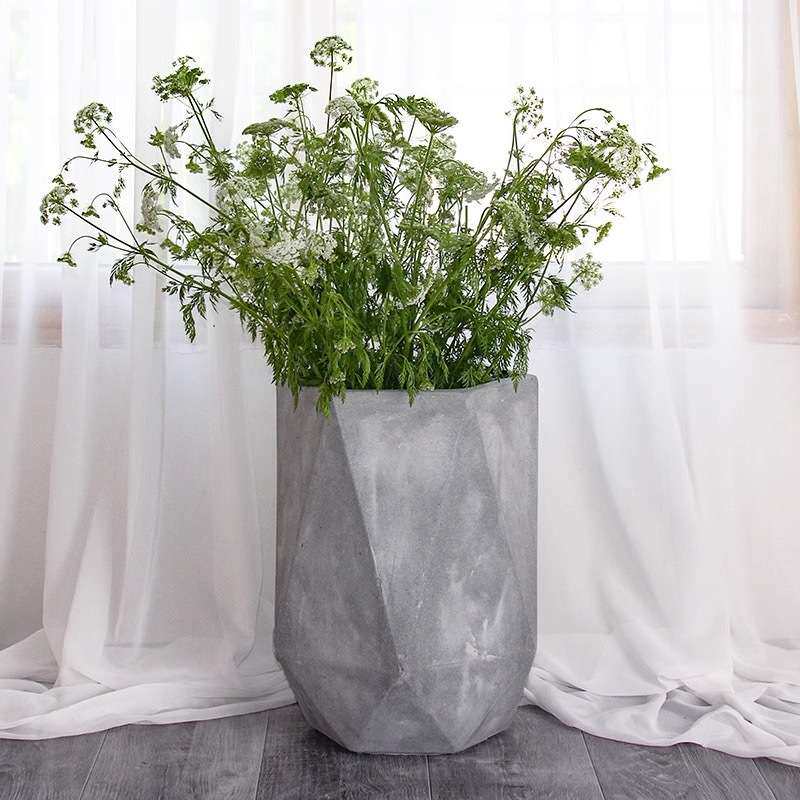 北欧风桌面菱形镁泥花盆锣鼓创意落地多肉植物盆栽装饰品摆件花盆