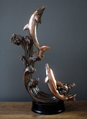 泥雕匠原创海豚红酒架欧式家居客厅餐厅酒柜装饰酒柜工艺品小摆件