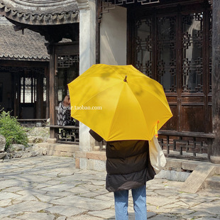 手柄磨砂韩剧想你经典小鸡黄男女情侣拍照好看坚固防Y风雨伞长柄