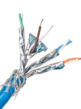 超六类双屏蔽网线S/FTP CAT6A 六A类单股屏蔽电缆CAT6A SSTP网线