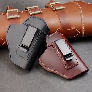 64手枪腰套 军迷户外战术隐形枪套牛皮便携式 快拔套格洛克G17