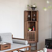 新中式 角柜实木简约禅意客厅多功能墙角柜三角形餐厅转角置物柜