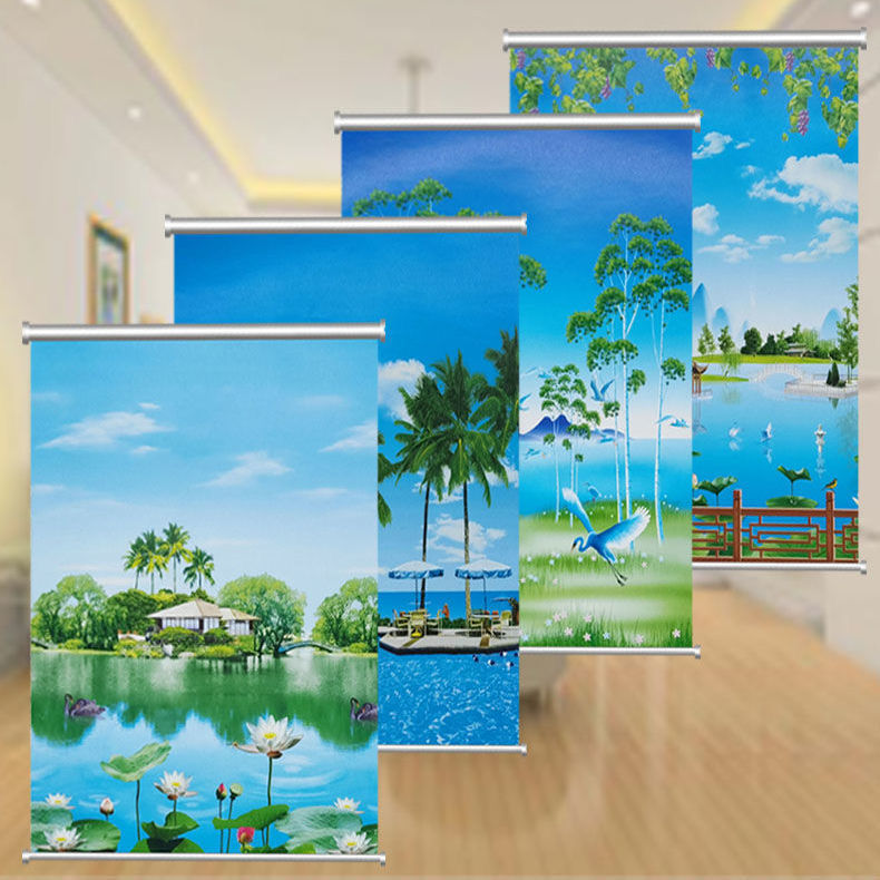 卷帘窗帘布免打孔卷拉式卧室家用遮光厨房浴室卫生间简易手拉升降