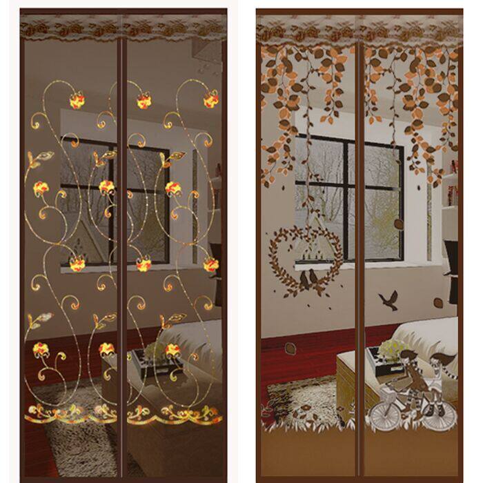 魔术贴防蚊门帘子静音加密免打孔纱门自粘贴纱窗帘厨房卧室隔断帘