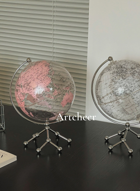 透明地球仪摆件轻奢m高档客厅电视柜办公室桌面装饰品乔迁新居礼