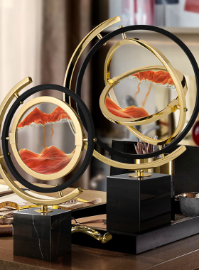 流沙画沙漏摆件现代轻奢创意办公室桌书房客M厅酒柜装饰品乔迁礼