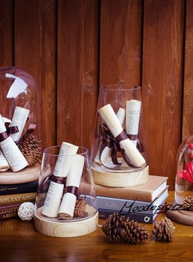 欧式现代简约复h古仿旧书卷玻璃罩实木底书房书柜橱窗装饰摆件包