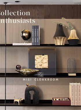 现代简约展厅样板间客厅书房书桌书架摆件家居民宿高级感软装饰品