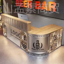 铁艺吧工台业风储物台酒吧身咖啡前台转角柜台西餐厅厅健房WRJ接