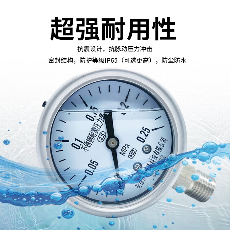 Y100BFY60BF耐震油压水压Y60BFF不锈钢压力表耐高温防腐304不锈钢