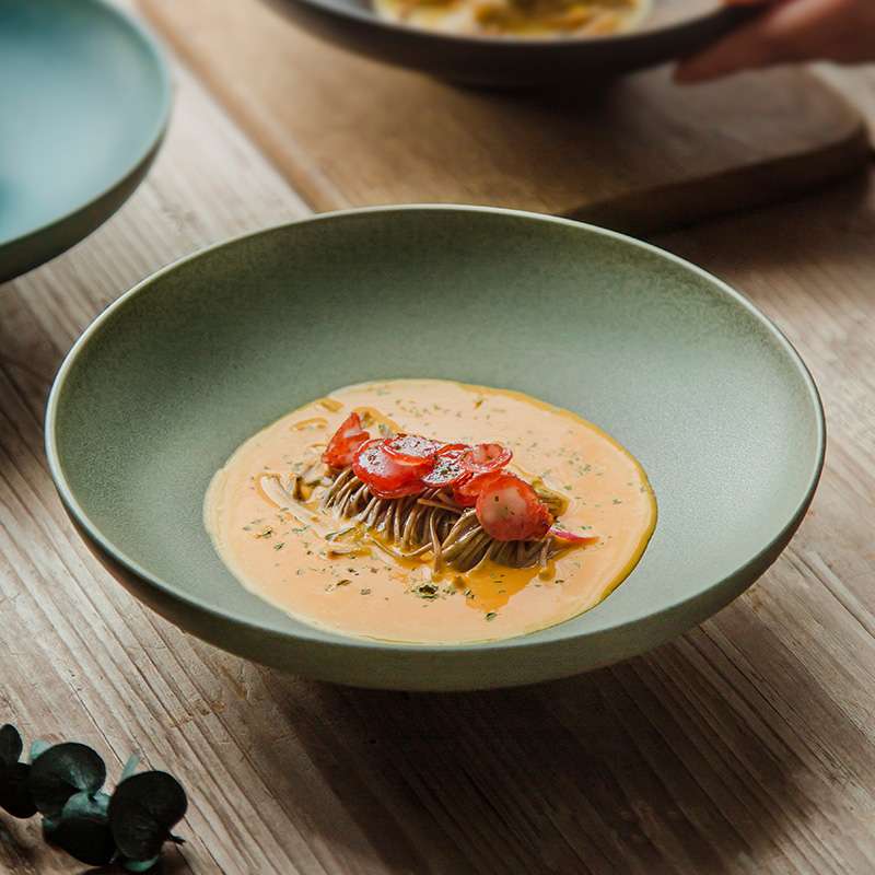 创意中式陶瓷味千拉面碗家用沙拉碗欧式宫廷复古斗笠碗意面盘摆盘