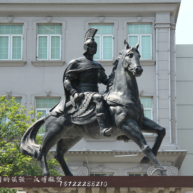 玻璃钢仿铜人物雕塑古代大将骑马征战沙场雕塑户外公园景观装饰