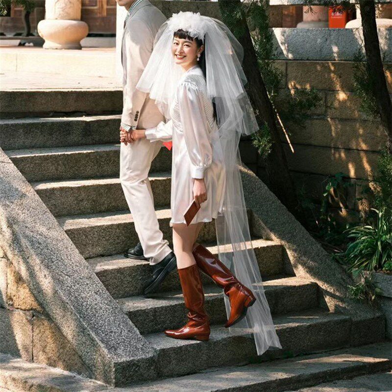 新娘结婚旅拍照头纱影楼化妆师跟妆造型纱T多层硬网蓬蓬纱