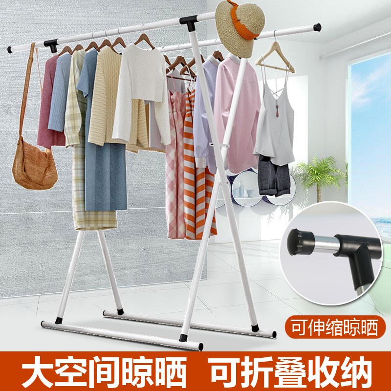 晾衣架阳台外可挂伸缩晾衣杆落地卧室挂衣架晒R被子家用折叠晾晒