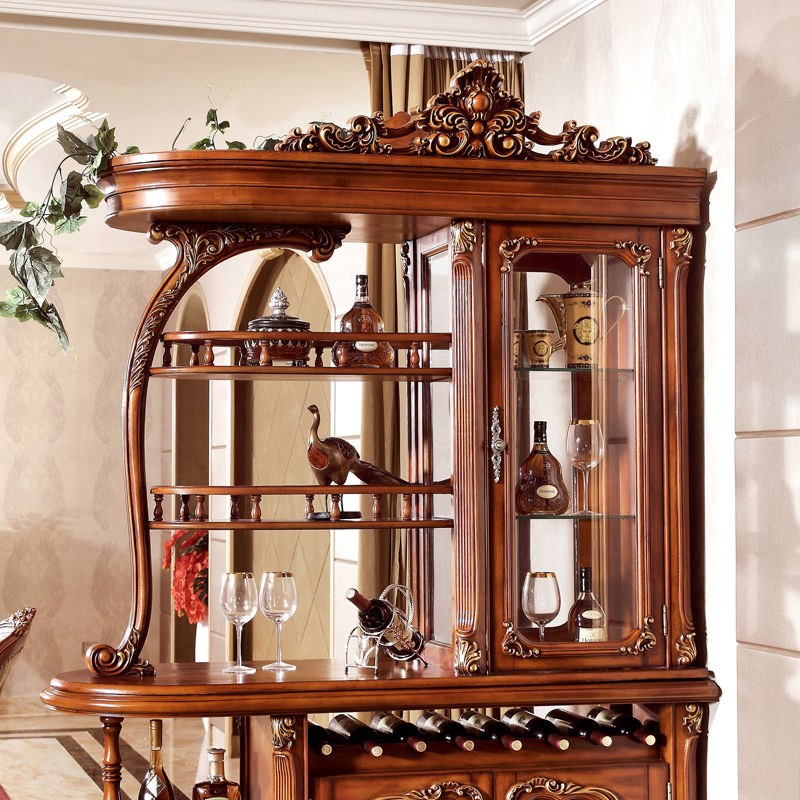 美式实木间厅柜客厅红酒柜门厅双面玄关柜装饰柜欧式奢华隔断柜家