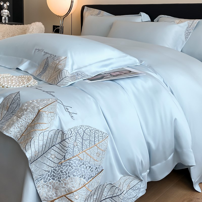 母婴级A类200支长绒棉四件套全棉被套床单刺绣被套床上用品4
