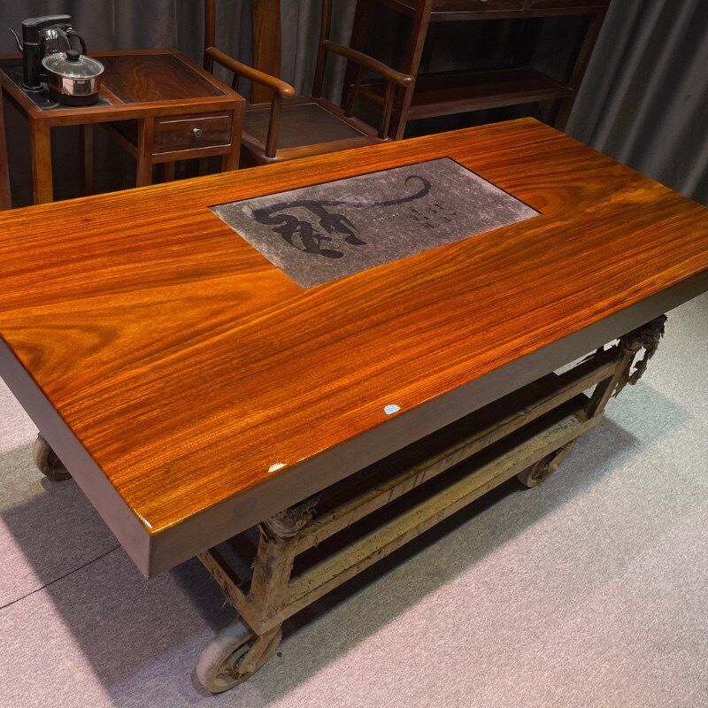 奥坎实木大板乌金石茶台挖茶盘190-85-10