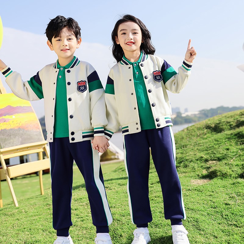 学院风红色棒球服校服套装小学生春夏装新款男女儿童班服幼儿园服