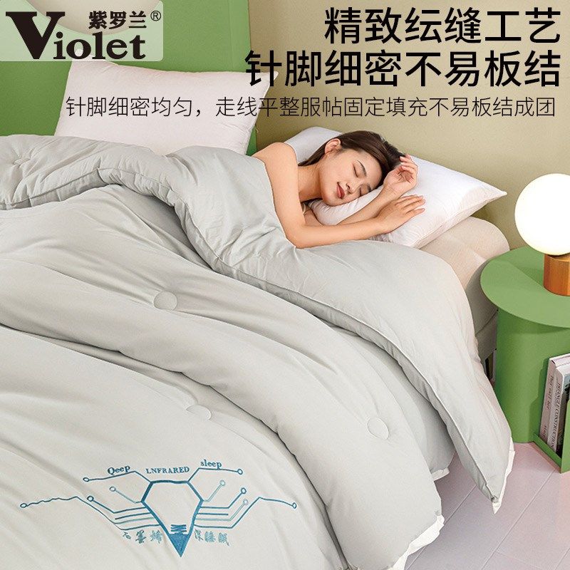 紫罗兰石墨烯自发热小黑被芯保暖冬被子家用轻奢空调被宿舍太空被