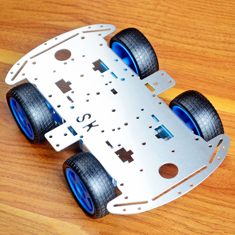 4WD四轮驱动铝合金智能小车底盘套件diy单片机金属小车底盘套件