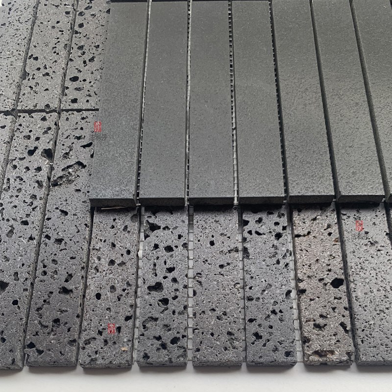 天然石材长条黑色洞石马赛克卫生间民宿酒店装修餐厅吧台厨房防滑