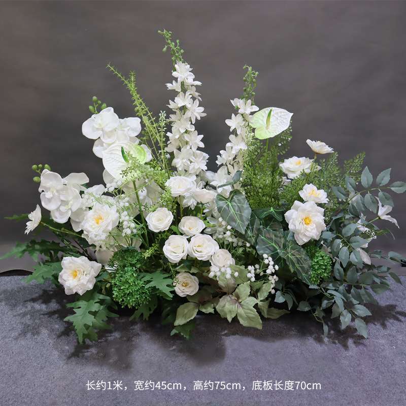 森系订婚婚庆地排花婚礼花柱花艺路引仿真花商业美陈橱窗活动道具