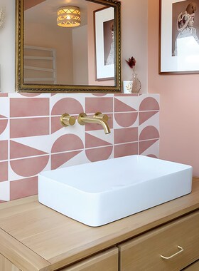 法式boho几何复古瓷砖贴纸厨房卫生间翻新贴纸中古风格房间遮丑