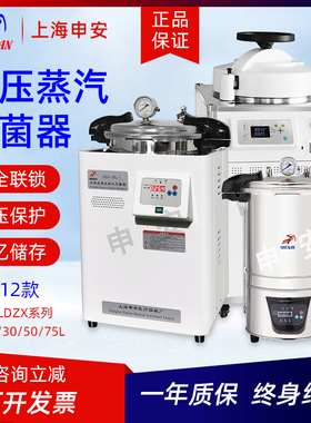 上海申安DSX-280B手提式高压蒸汽灭菌锅LDZX-30L立式压力灭菌器