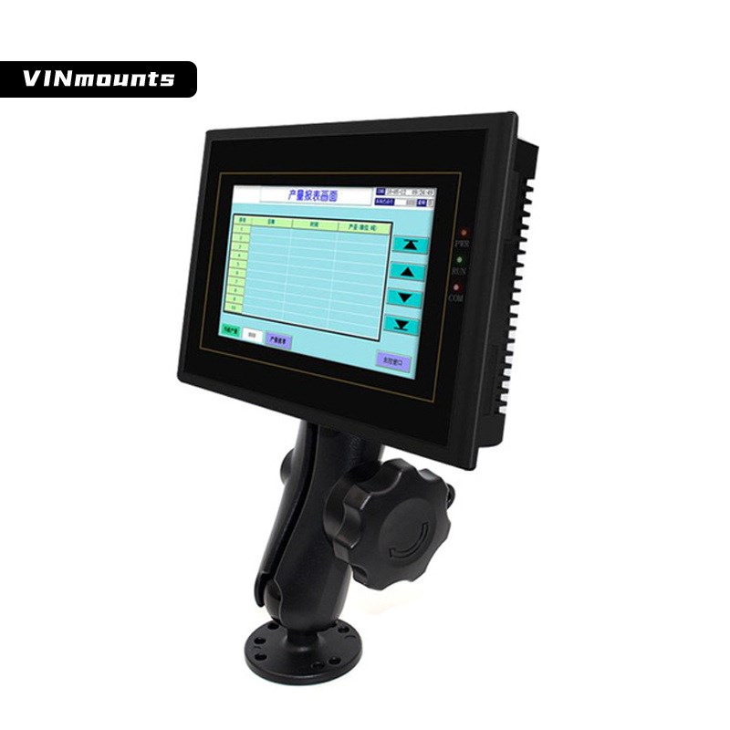 农机工业显控车载支架VESA75x75孔位仓储叉车数据终端球头支架