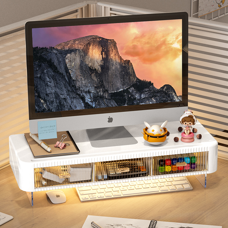 台式电脑架公桌面收纳置物架键盘整理支架屏幕底座垫架子